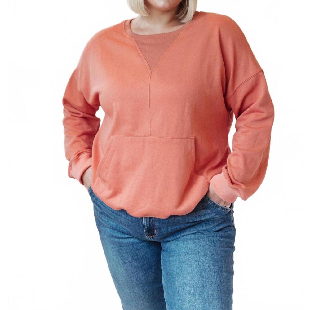 NEW ONE ELEVEN NORTH layer me up crewneck pullover in orange